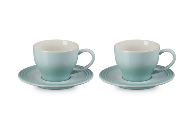 Stoneware Set of 2 Cups and SaucersSage image number 1